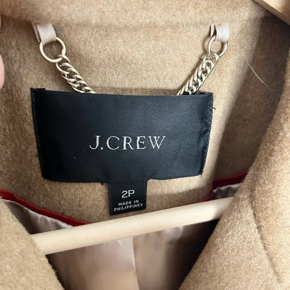 J. Crew Double Breasted Italian Wool Cashmere Coat Jacket Womens 2P Brown - Picture 7 of 13